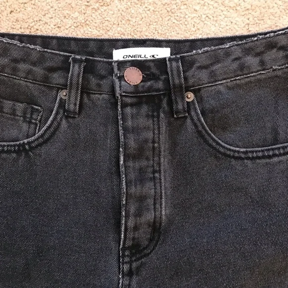 ONeill Distressed Denim Jeans NEW Womens Size 2 Waist 25 Faded Black Button Fly - Picture 6 of 14